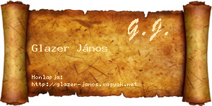 Glazer János névjegykártya